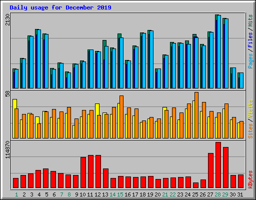 Daily usage for December 2019