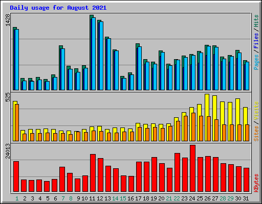 Daily usage for August 2021